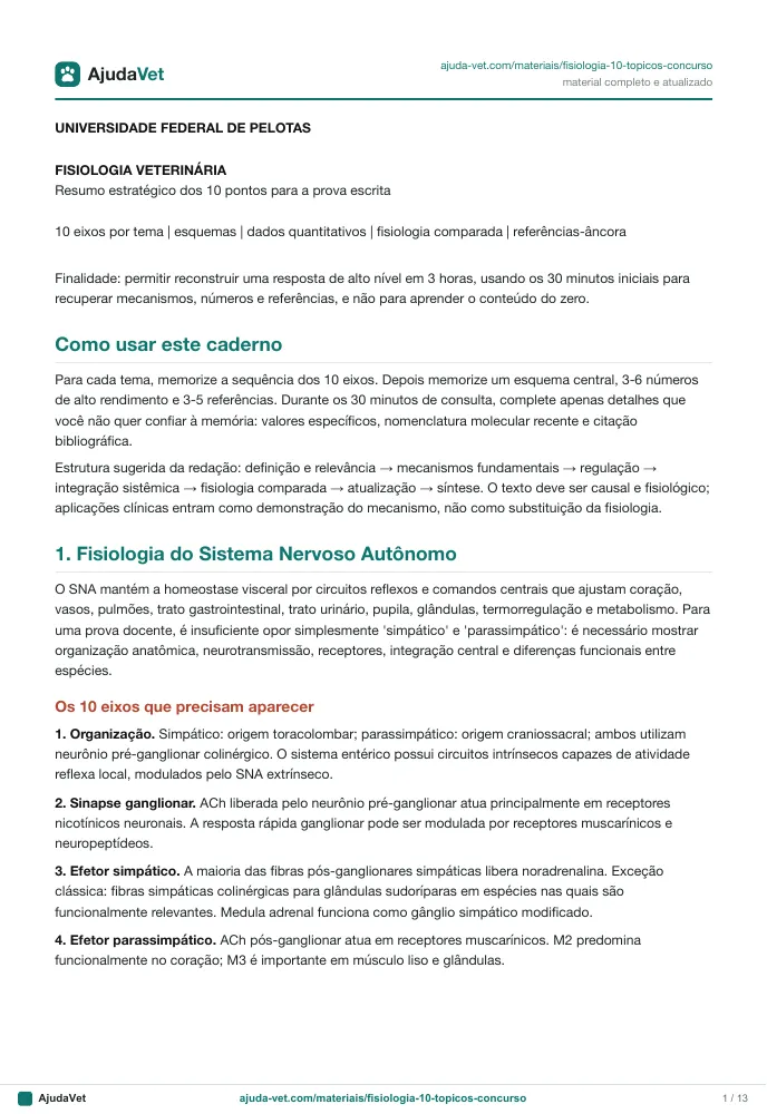 Página de amostra 1 de Fisiologia Veterinária: 10 temas para prova e concurso
