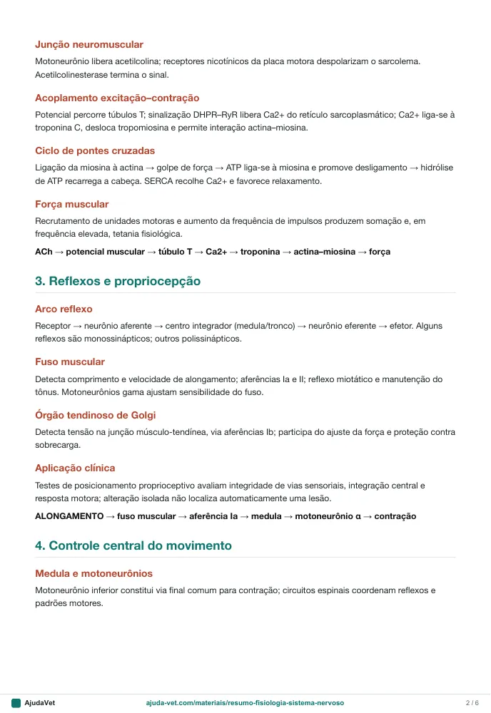 Página de amostra 2 de Fisiologia do Sistema Nervoso — resumo de estudo