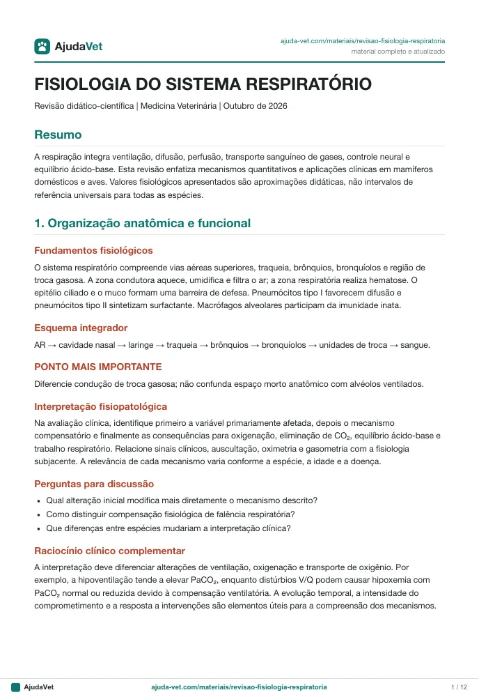 Página de amostra 1 de Fisiologia do Sistema Respiratório — revisão didático-científica
